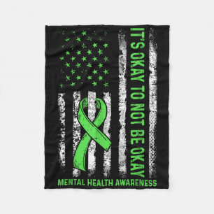 Its Okay To Not Be Okay Us Flag Mental Health Awar Fleece Blanket