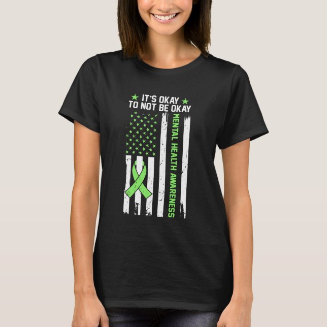 It's Okay to Not Be Okay USA Flag Mental Health Aw T-Shirt (Front)