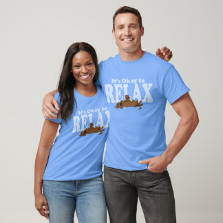 It's Okay to Relax Cute Dog Fun Blue Unisex T-Shirt