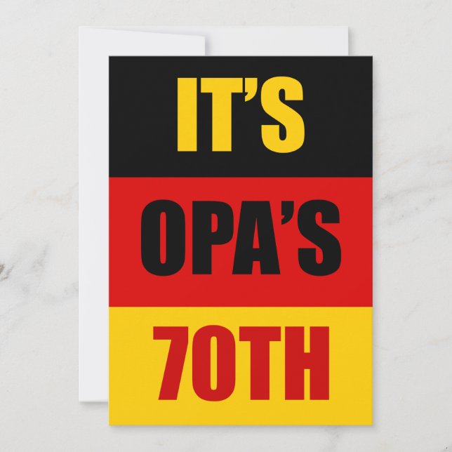 It's Opa's 70th Birthday German Flag Invite (Front)