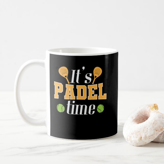 It's Padel Time Tennis Sport Coffee Mug (With Donut)