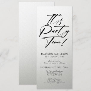 It's Party Time 40th Birthday Party Simple Elegant Invitation