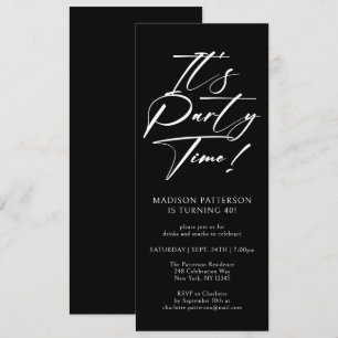 It's Party Time 40th Birthday Party Simple Elegant Invitation