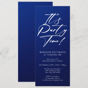 It's Party Time 40th Birthday Party Simple Elegant Invitation