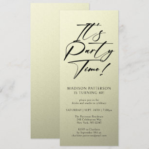 It's Party Time 40th Birthday Party Simple Elegant Invitation