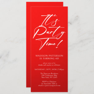 It's Party Time 40th Birthday Party Simple Elegant Invitation