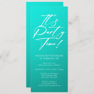 It's Party Time 40th Birthday Party Simple Elegant Invitation