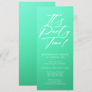 It's Party Time 40th Birthday Party Simple Elegant Invitation