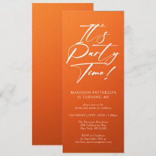 It's Party Time 40th Birthday Party Simple Elegant Invitation