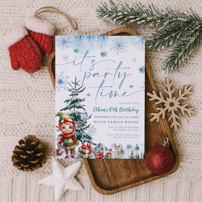 It's party time Christmas birthday invitation (Creator Uploaded)