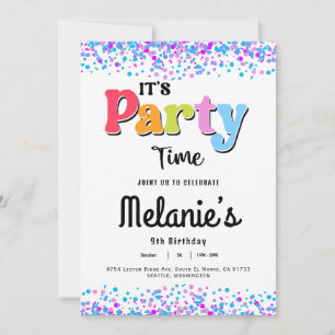 It's Party Time - Confetti Party Invite