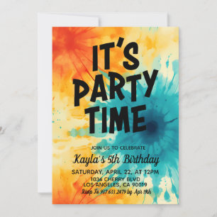 It's Party Time Groovy Tie Dye Birthday Invitation