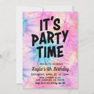It's Party Time Groovy Tie Dye Birthday Invitation