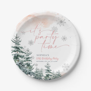 It's Party Time Winter Birthday Paper Plate