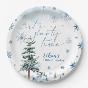 It's party time winter birthday  paper plate