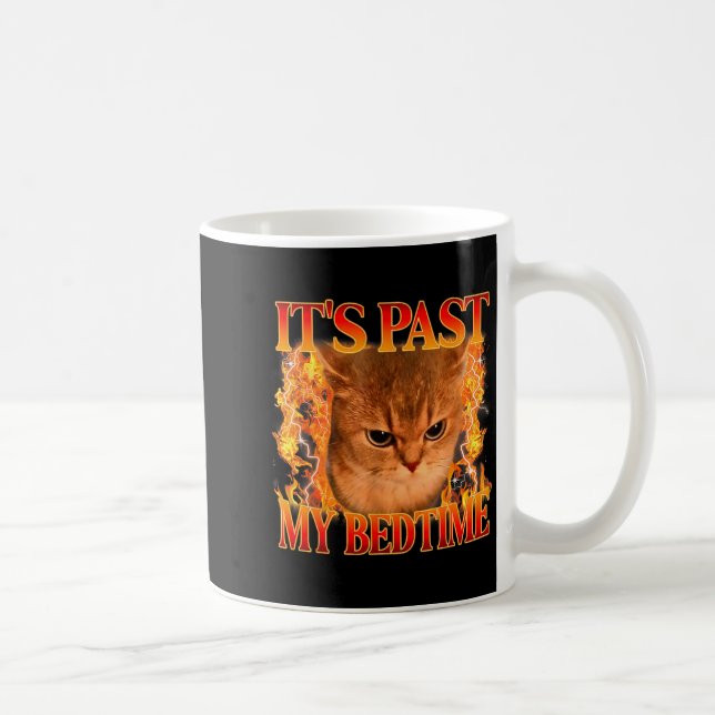 It's Past My Bedtime Funny Cat Meme Animals Humor  Coffee Mug (Right)