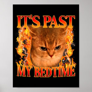 It's Past My Bedtime Funny Cat Meme Animals Humor  Poster