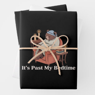 It's Past My Bedtime Funny Sleppy Bear Meme Xmas Wrapping Paper Sheet