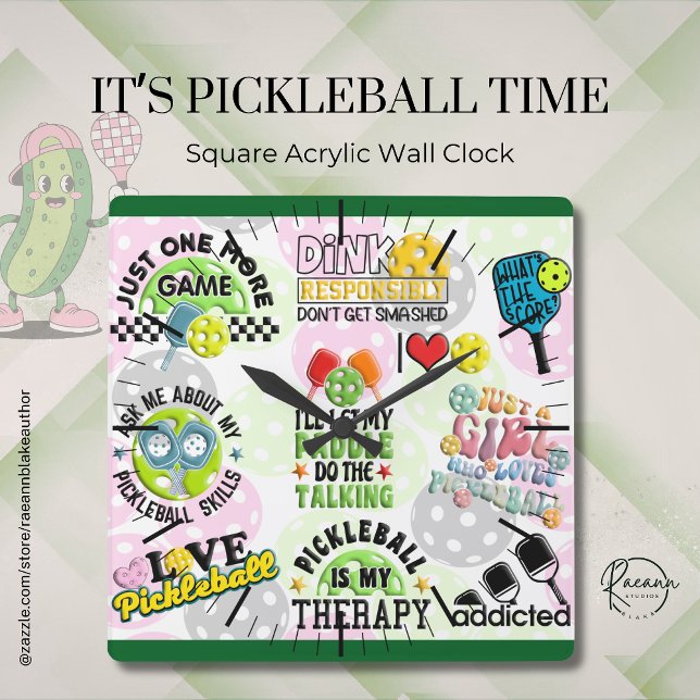 It's Pickleball Time Square Wall Clock (Creator Uploaded)