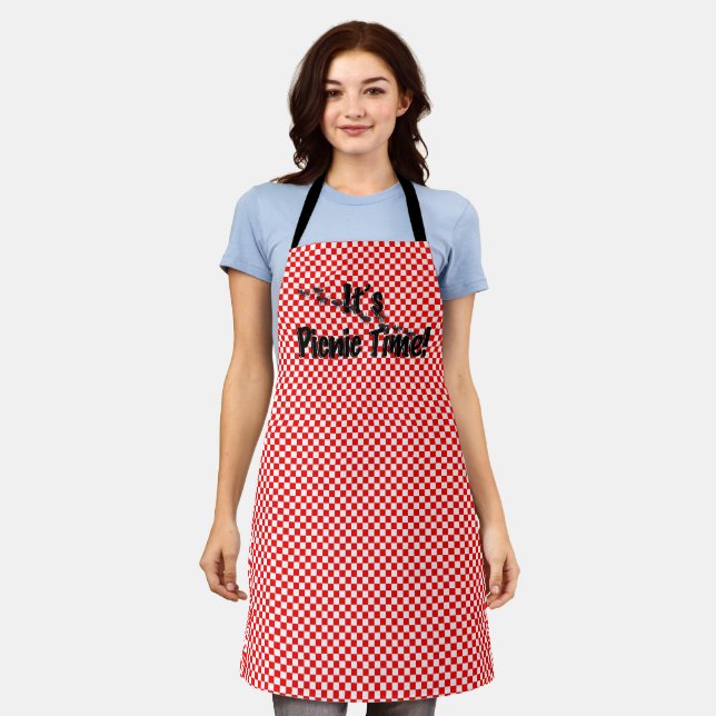 It's Picnic Time! Red Chequered Apron (Worn)
