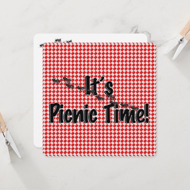 It's Picnic Time! Red Chequered Table Cloth w/Ants (Front/Back In Situ)