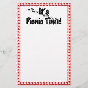 It's Picnic Time! Red Chequered Table Cloth w/Ants Stationery