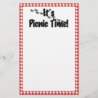 It's Picnic Time! Red Chequered Table Cloth w/Ants Stationery