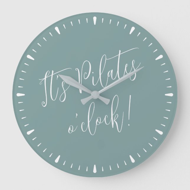 It's Pilates O' Clock Fun Green Script Wall Clock (Front)