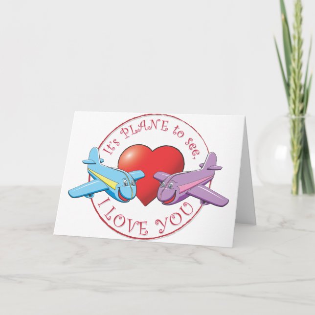 It's PLANE to see, I LOVE YOU Holiday Card (Front)
