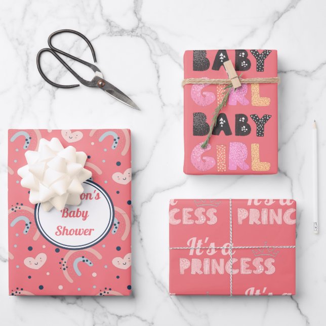 It's Princess Baby Girl Baby Shower Wrapping Paper Sheet (Front)