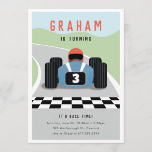 It's Race Time Birthday Invitation