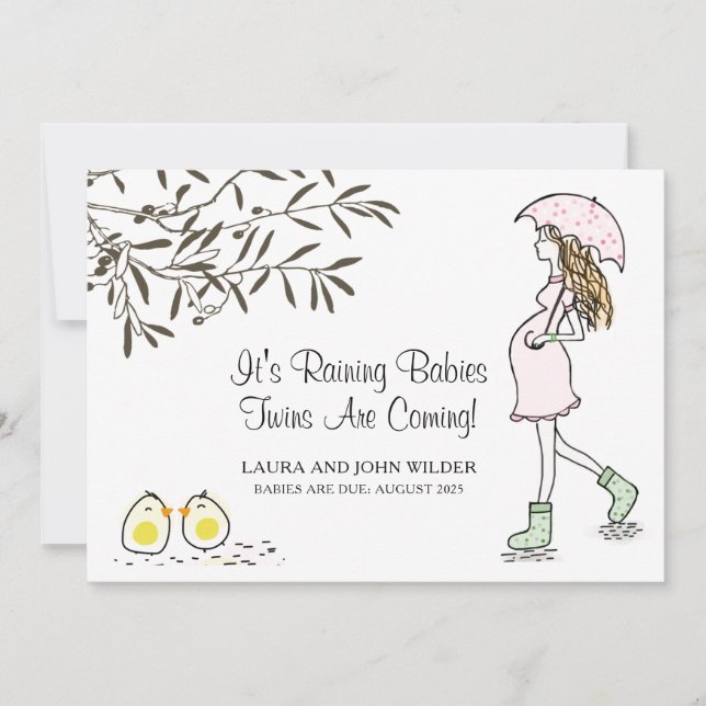 It's Raining Babies Pink Umbrella Mum Pregnancy Announcement (Front)