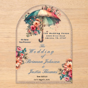It's Raining Beautiful Floral Weddings Acrylic Invitations