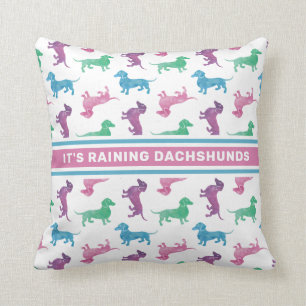 It's Raining Dachshunds Cute Pastel Doxies Cushion