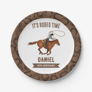 It's Rodeo Time Cowboy Birthday Paper Plate