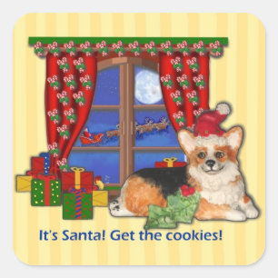 "It's Santa! Get the Cookies!" Corgi Sticker