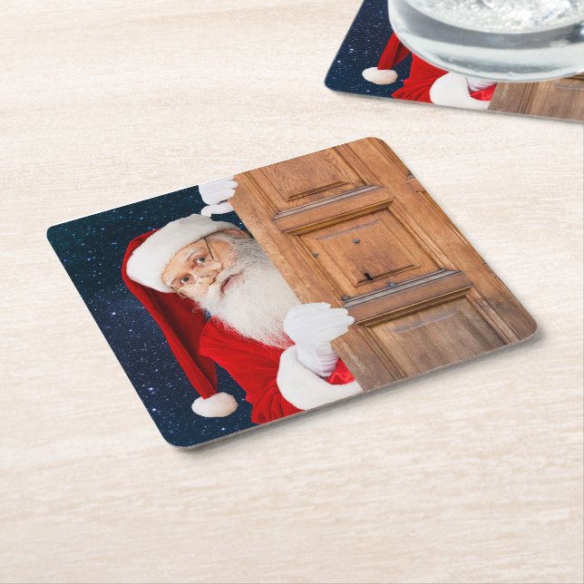 Its Santa Merry Christmas Name Square Paper Coaster (Angled)