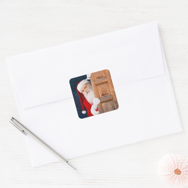 Its Santa Merry Christmas Name Square Sticker (Envelope)