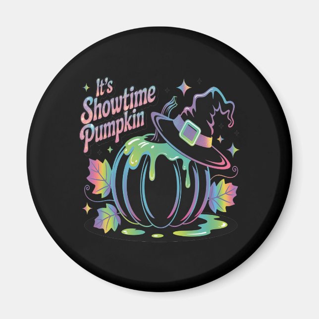 It's Showtime Pumpkin Hat Pumpkin Magnet (Front)
