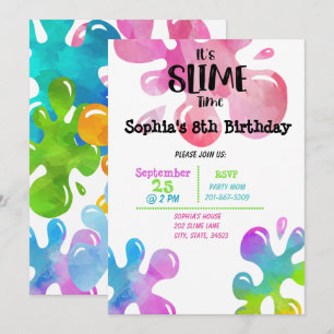 It's Slime Time Birthday Party Invitation