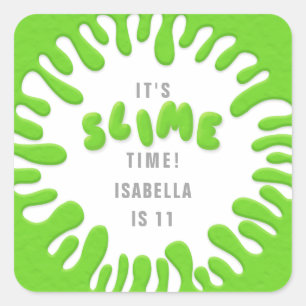 Its slime time neon green birthday party stickers