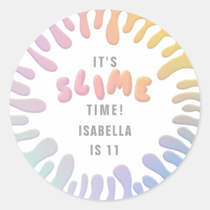 Its slime time rainbow birthday party stickers