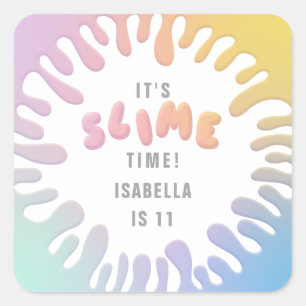 Its slime time rainbow birthday party stickers