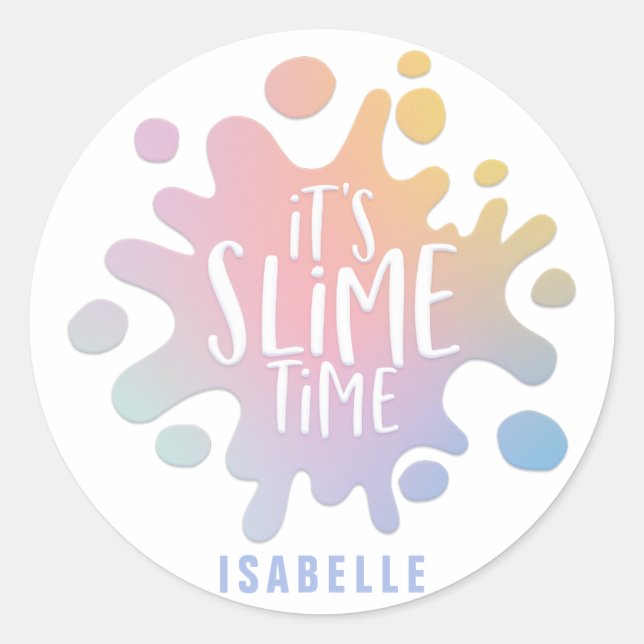 its slime time rainbow splat birthday party classic round sticker (Front)