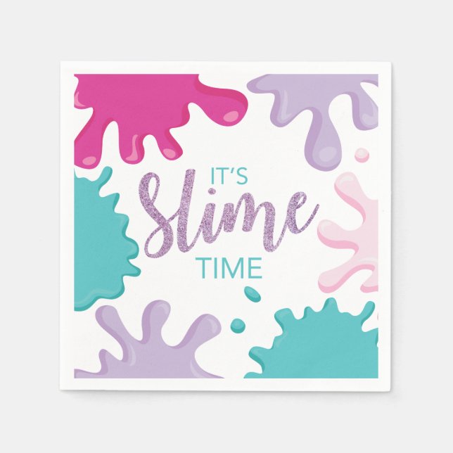 It's Slime Time Slime Birthday Party Napkins (Front)