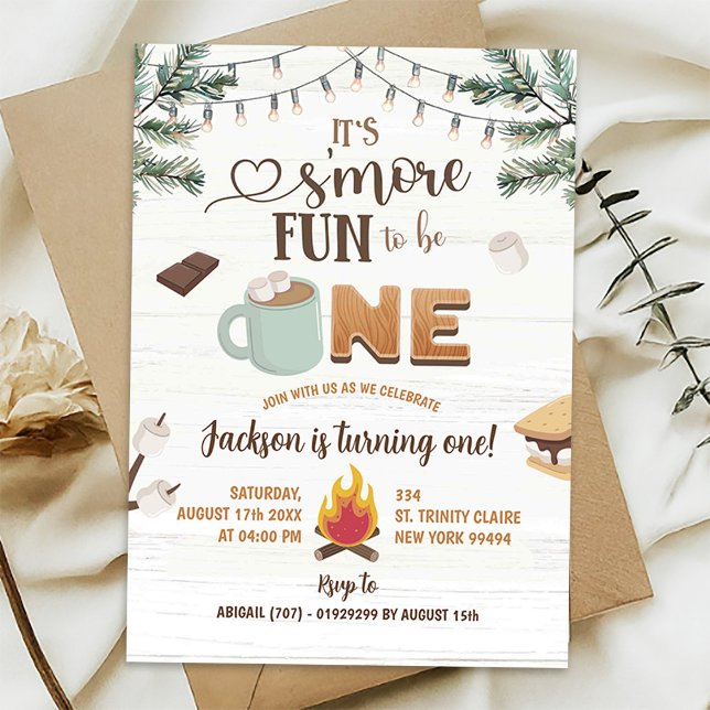 It's S'more Fun to Be One Camping First Birthday Invitation (Creator Uploaded)
