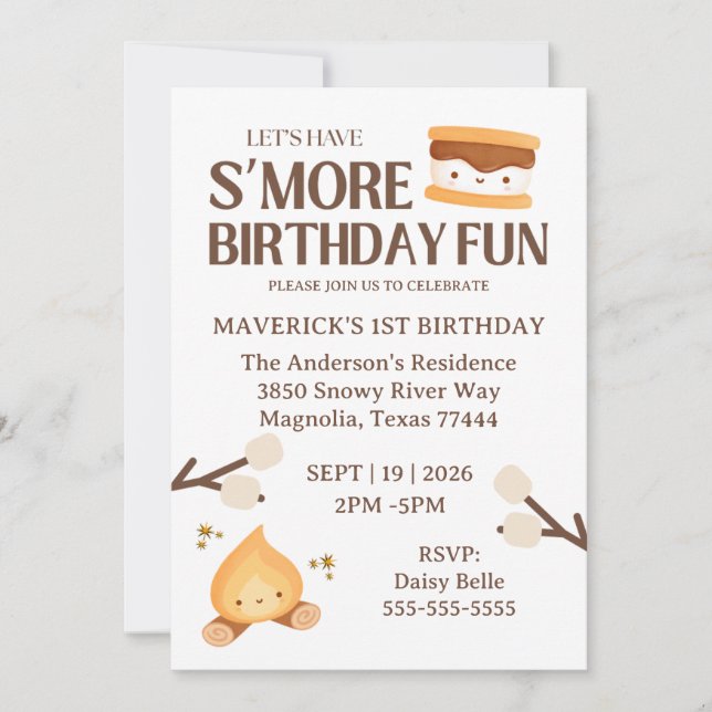 It's S'more Fun to Be One First Birthday  Invitation (Front)