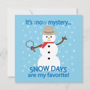 It's sNOw Mystery Detective Snowman Blue Invitation