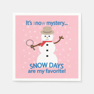 It's sNOw Mystery Detective Snowman Pink Napkin