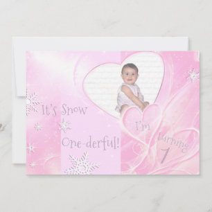 It's Snow Onederful Pink 1st Birthday Invitation